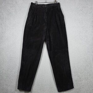 Giorgio Sant Angelo Leather Pants Womens Size 14 Black Pleated Vintage Straight